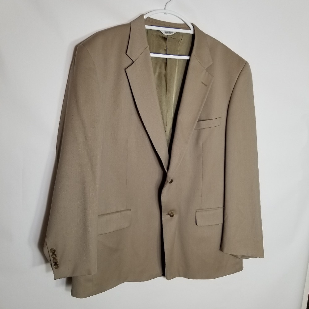 Joseph Feiss Blazer Men's 48R Beige 100% Pure Wool Super 100's Jacket Sport Coat